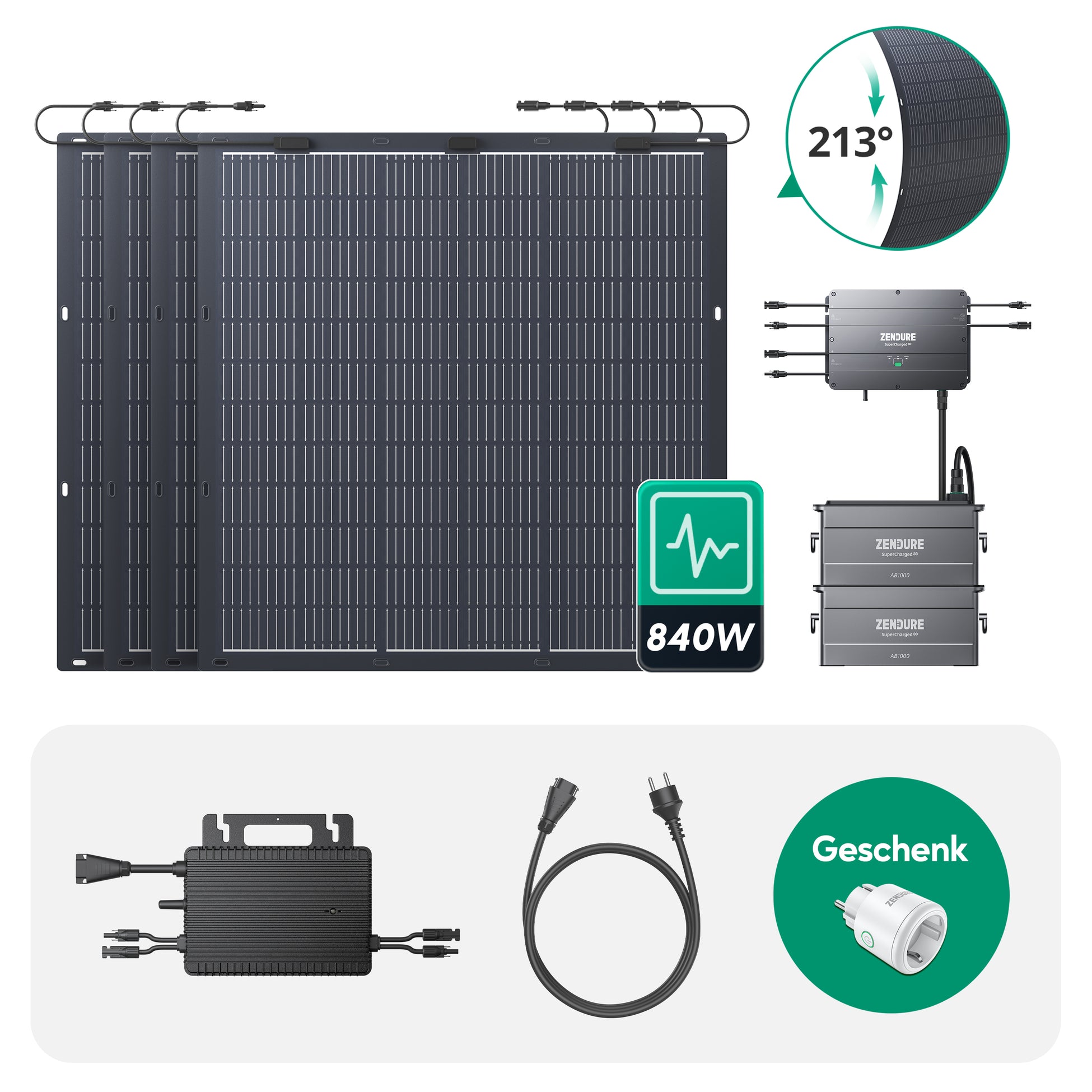Zendure SolarFlow 800 Balkonkraftwerk-Speicher – 800W AC, 1200W Solar, 960Wh–11,52 KWh, TOU, App, Schwaches Licht
